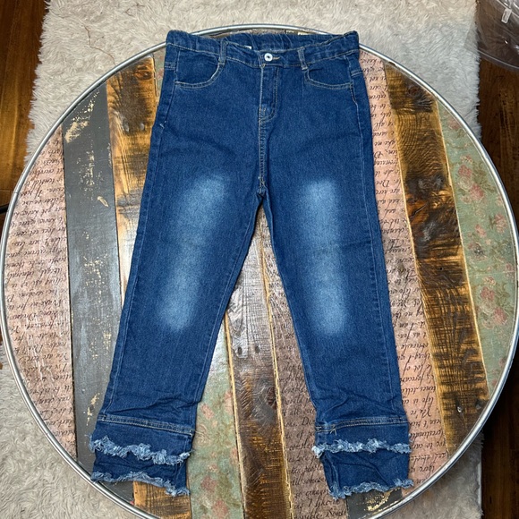 💥 BOGO 💥 Girls Boutique Denim | double frayed hem jeans 12-14 - Picture 1 of 5